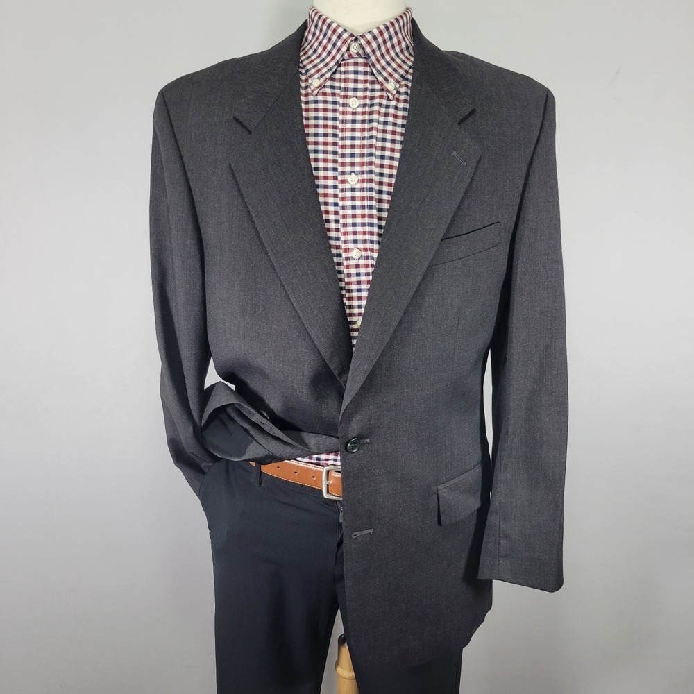 VTG Marshall Fields Men's Sport Coat Blazer Two Button Charcoal Wool Size 43L‎